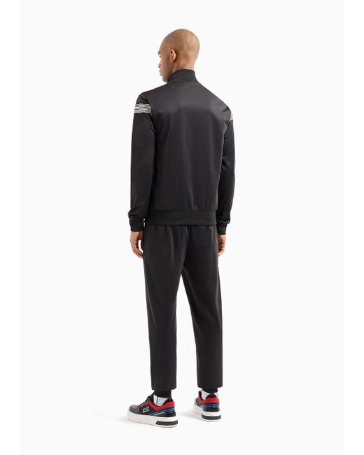 EA7 Black 7 Lines Tracksuit In Technical Fabric for men