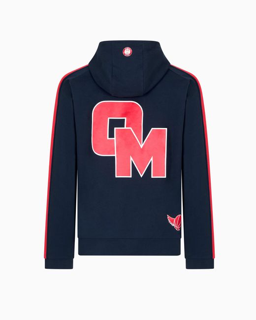 EA7 Blue Olimpia Milano Cotton Hooded Sweatshirt for men