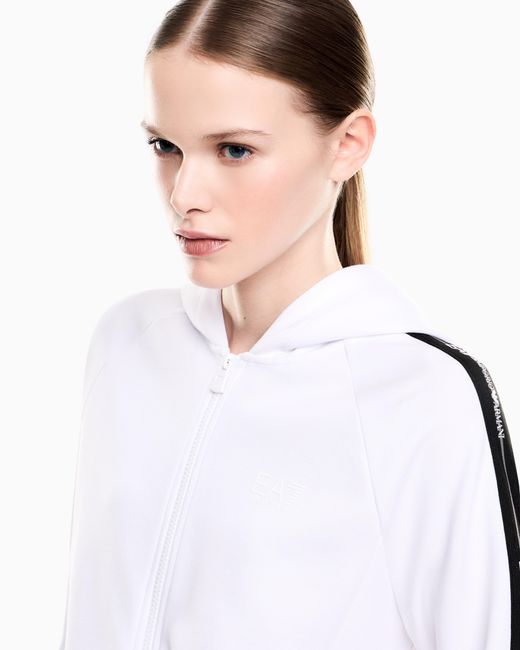 EA7 Gray Logo Series Cotton-Jersey Hooded Sweatshirt