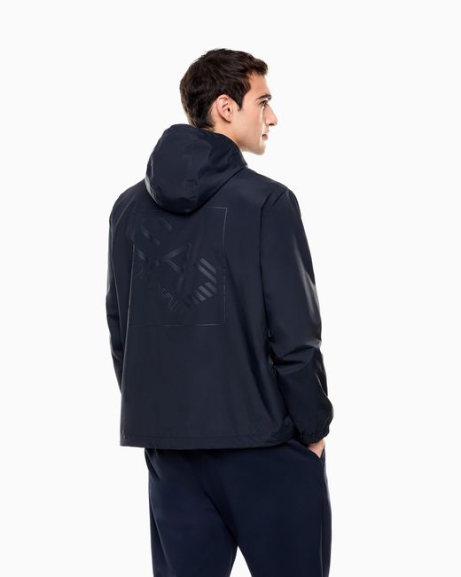 EA7 Blue Logo Series Nylon Hooded Jacket for men