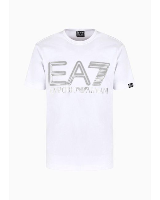 EA7 White Logo Series Stretch-cotton Short-sleeved T-shirt for men