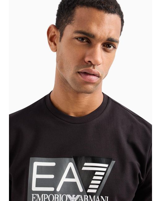 EA7 Visibility Sweatshirt Mit Rundhalsausschnitt Aus Baumwolle in Black für Herren