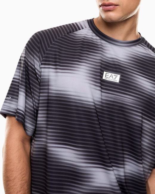 EA7 Blue Dynamic Athlete Printed T-Shirt for men