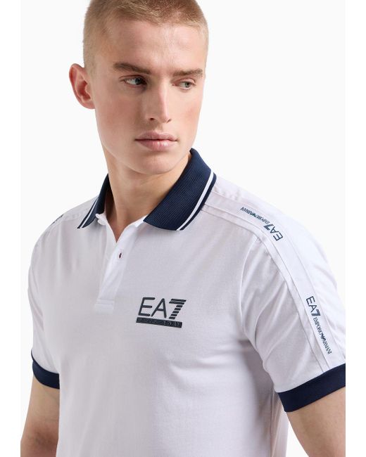 EA7 Tennis Club Poloshirt Aus Baumwollstretch-jersey in White für Herren