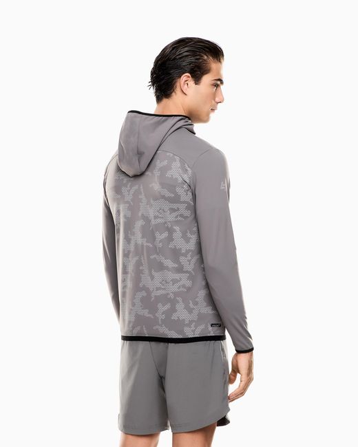 EA7 Gray Dynamic Athlete Hooded Sweatshirt for men
