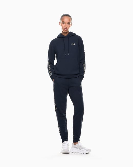 Tuta Con Cappuccio E Nastro Logato Tracksuit di EA7 in Blue