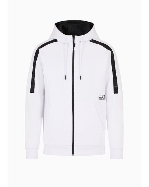 EA7 Logo Series Sweatshirt Aus Baumwolle Mit Kapuze in Black für Herren