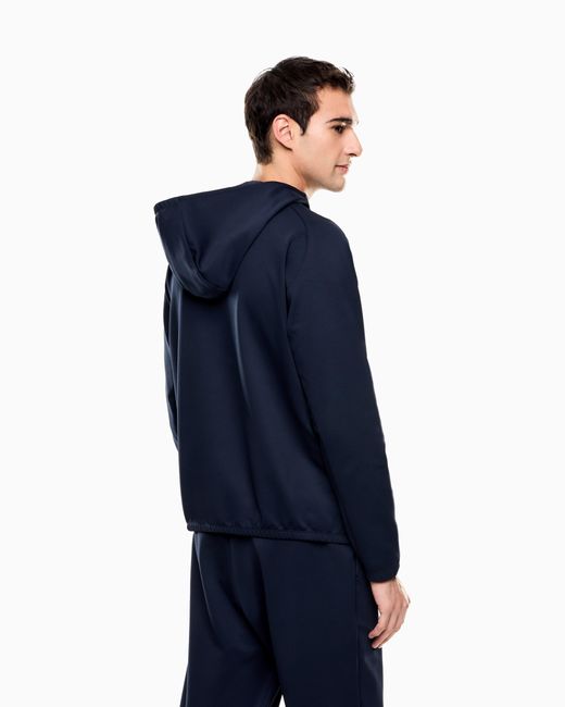 EA7 Blue Ventus7 Technical Fabric Hooded Sweatshirt for men