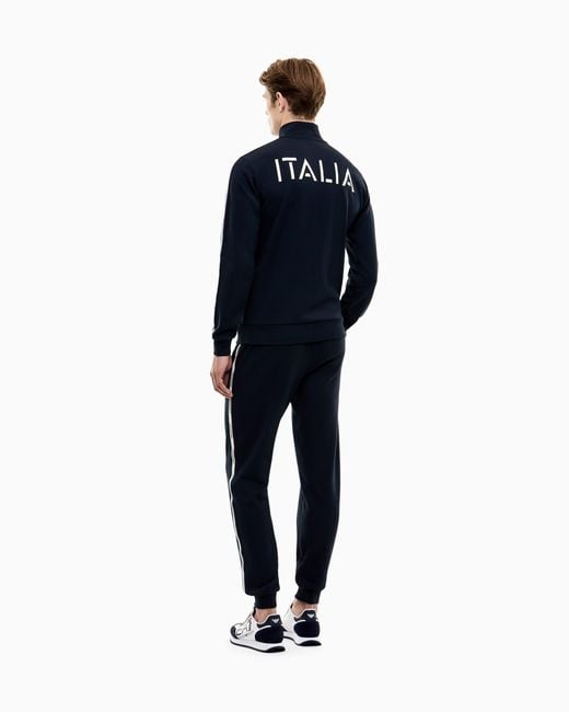 EA7 Blue Italian Spirit Cotton-Blend Tracksuit for men