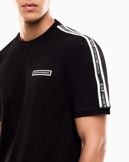 EA7 Black T-Shirt Logo Series Regular Fit Cotton Jersey for men