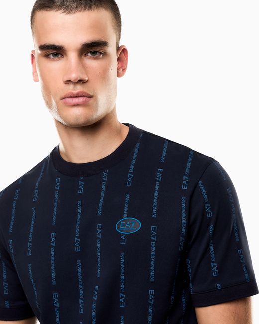 EA7 Blue Graphic Series Cotton Crew-Neck T-Shirt for men