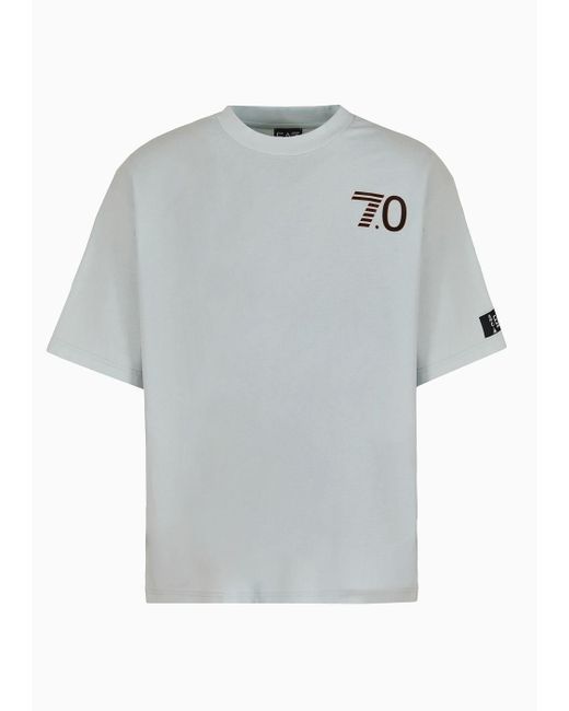 EA7 Gray 7.0 Crew-neck T-shirt In A Recycled Cotton And Cotton Blend for men