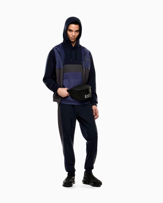Felpa Con Cappuccio Athletic Colour Block di EA7 in Blue da Uomo