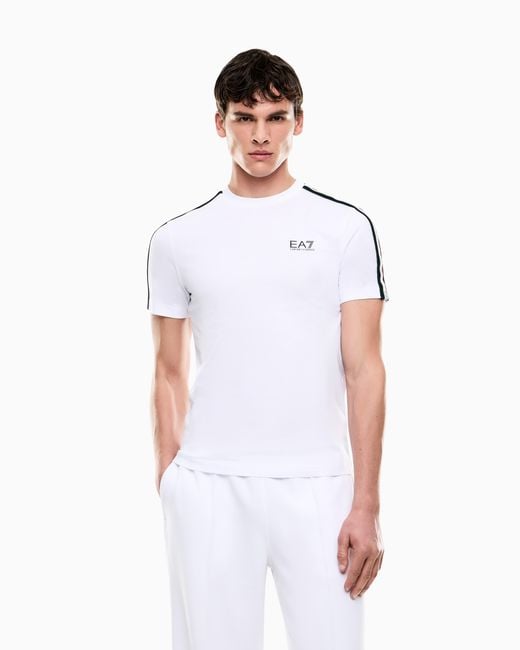 EA7 White Italian Spirit Cotton-Jersey Crew-Neck T-Shirt for men