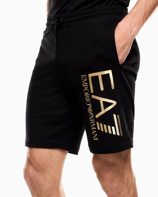 EA7 Black Core Identity Cotton Shorts for men
