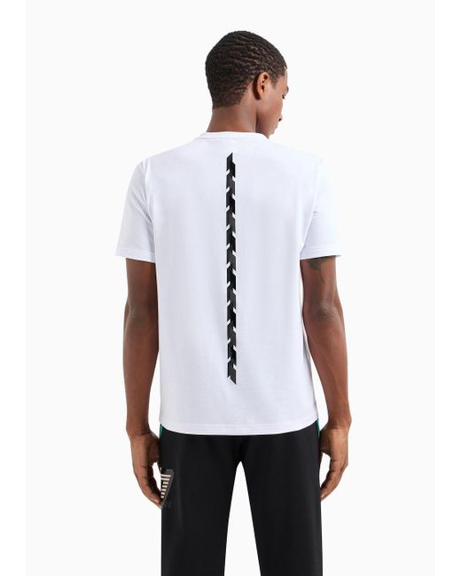 EA7 Visibility T-shirt Aus Recyceltem Stoff Und Baumwollstretch in White für Herren