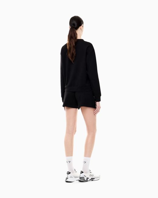 EA7 Black Stretch Cotton-Jersey T-Shirt And Shorts Set