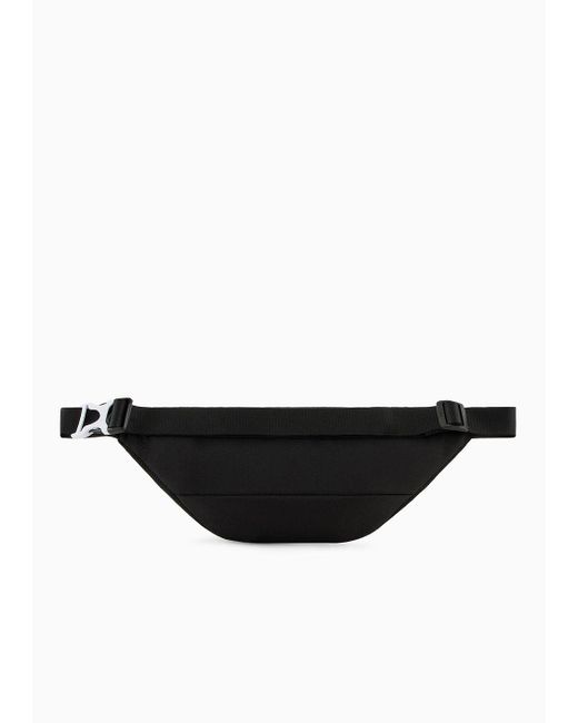 EA7 Black Logo Series Technical Fabric Belt Bag for men