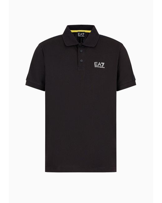 EA7 Black Logo Series Cotton Polo Shirt for men