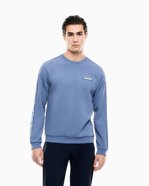 EA7 Blue Logo Series Cotton-Blend Interlock Sweatshirt for men