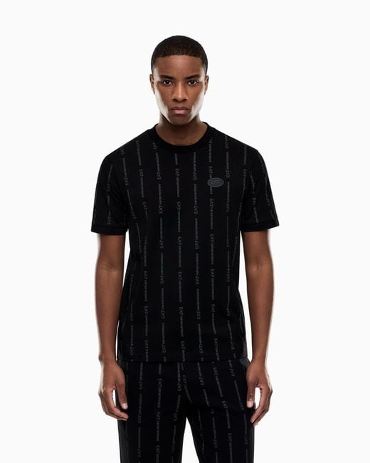 EA7 Black Graphic Series Cotton Crew-Neck T-Shirt for men