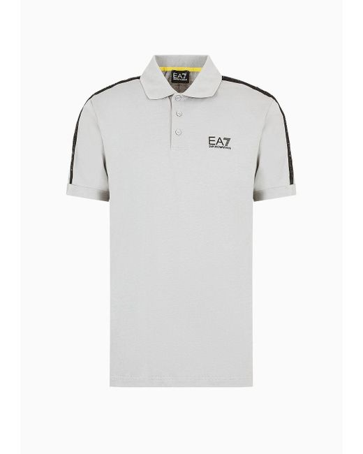 EA7 Gray Logo Series Cotton Polo Shirt for men