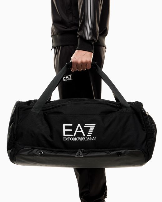 EA7 Black Train Core Large Gym Bag With Oversized Logo