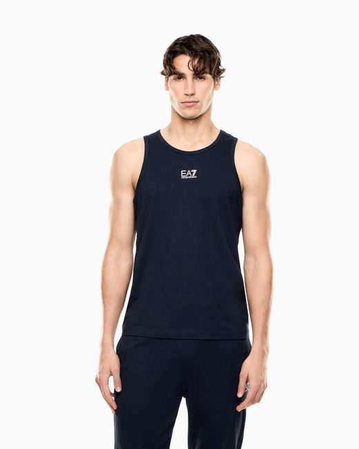 EA7 Blue Core Identity Cotton Jersey Tank Top for men