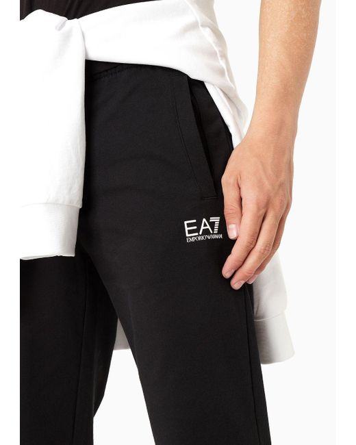 EA7 White Core Identity Cotton-jersey Fleece Trousers for men