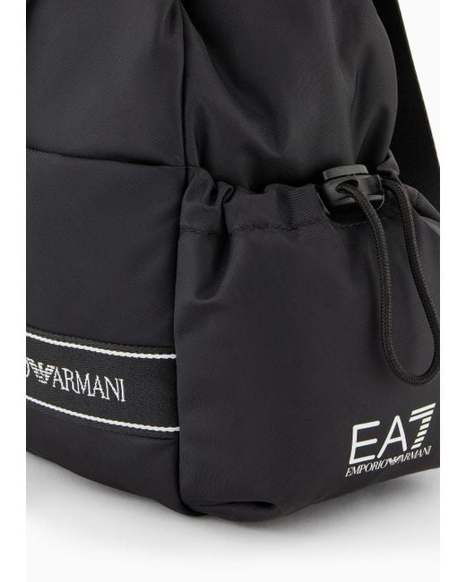 EA7 Black Logo Tape Technical Fabric Backpack