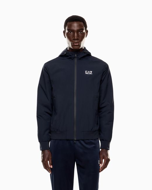 EA7 Blue Core Identity Hooded Bomber for men