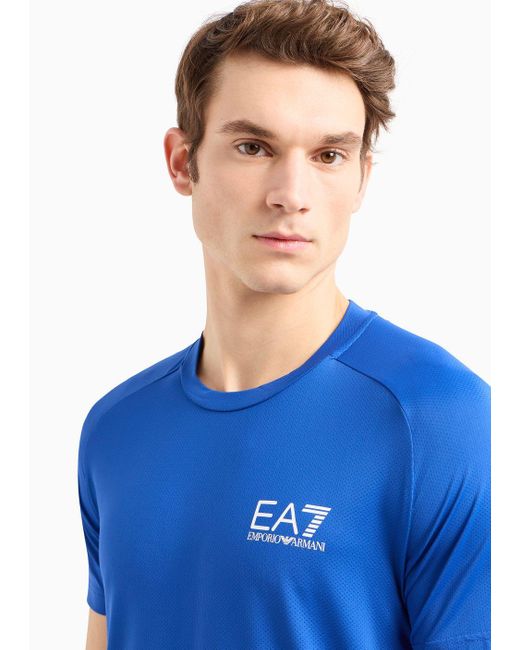 EA7 Blue Tennis Pro T-shirt In Ventus7 Technical Fabric for men