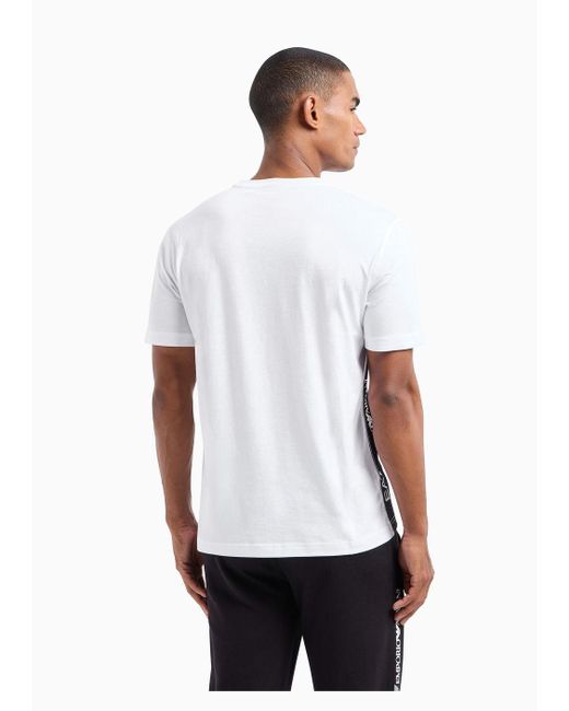 EA7 White Logo Series Cotton Crew-neck T-shirt for men