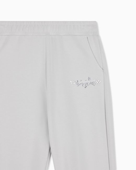 EA7 White Trousers Logo Series Regular Fit Jersey