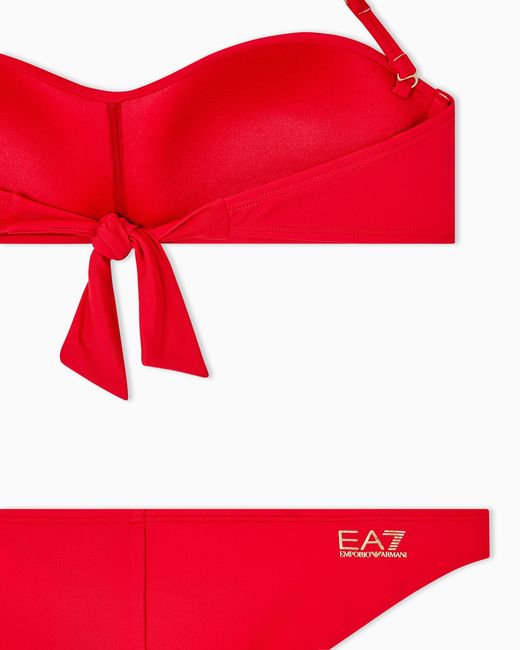EA7 Red Bandeau Bikini With Logo