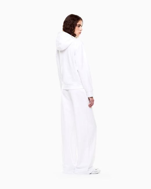 EA7 White Cotton Stretch Suit With Hood And Wide Pants Core Lady