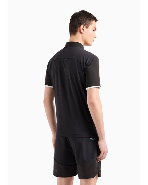 EA7 Black Golf Pro Polo Shirt In Ventus7 Technical Fabric for men