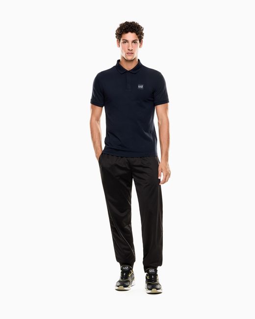 EA7 Visibility Poloshirt Aus Baumwollstretch-Jersey in Blue für Herren