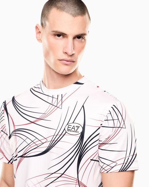 EA7 White Tennis Pro Print T-Shirt for men