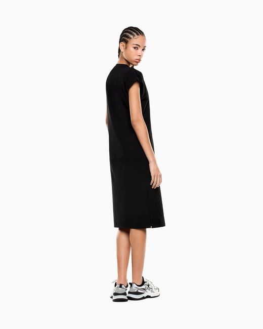 EA7 Black Logo Series Stretch Jersey Dress
