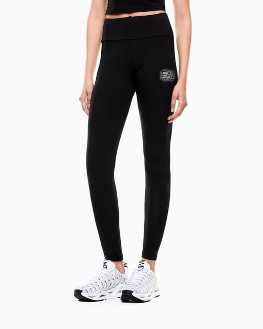 EA7 Black Visibility Stretch-Jersey Leggings