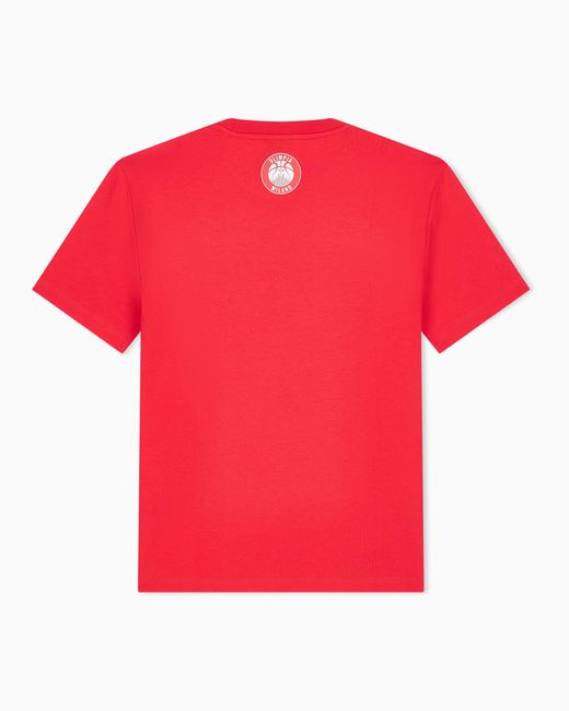 EA7 Red Armani Olimpia Milano Pure Cotton T-Shirt for men
