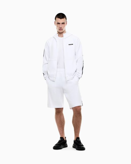 EA7 White Logo Series Cotton-Blend Interlock Bermuda Shorts for men