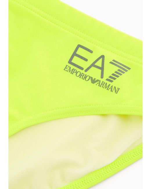 EA7 Yellow Low-waisted Swim Briefs With Asv Logo for men