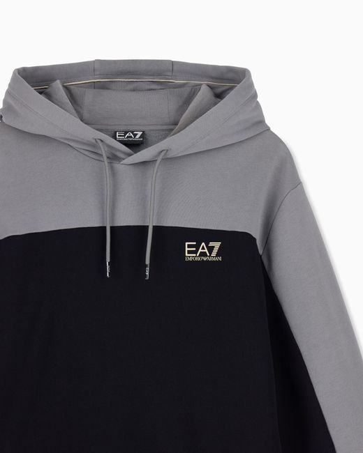 EA7 Blue Hoodie Regular Fit Jersey for men