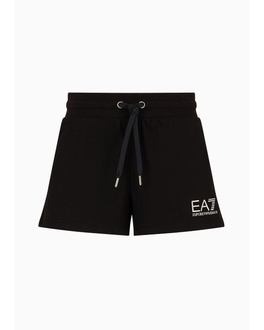 EA7 Black Stretch-cotton Core Lady Shorts