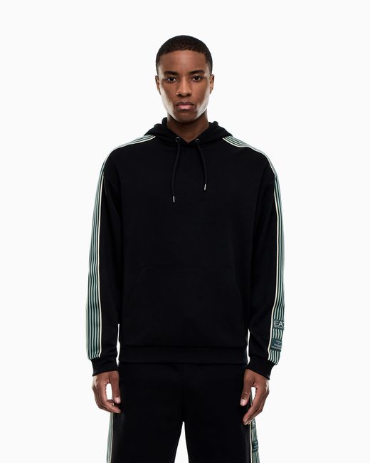 EA7 Black Cotton-Blend Logo Series Sweatshirt for men