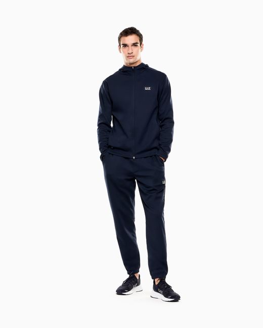 EA7 Blue Ventus7 Technical Fabric Hooded Sweatshirt for men