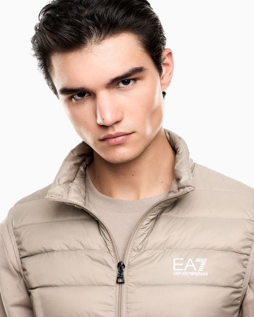 EA7 White Packable Gilet With Zip And Down Padding Core Identity for men