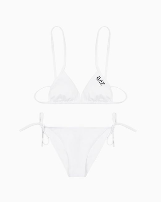 EA7 White Two-Piece Bikini With Triangle Top And Ties Water Sports